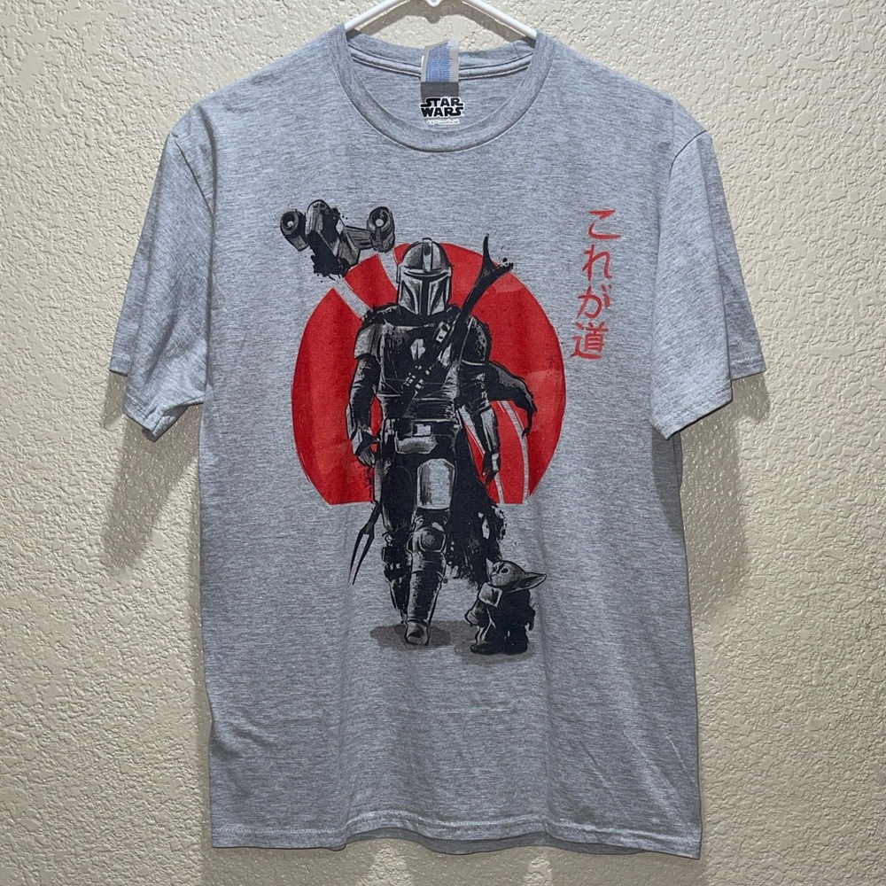 Star Wars Gray Tee with Red Mandalorian Design